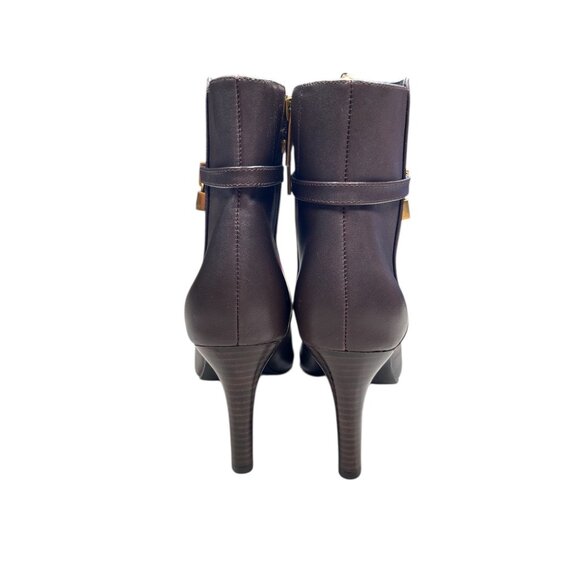 Kurt Geiger London Braxton Lock Bootie US 8.5 EU39 Stiletto Heel Preppy Brown Le - Picture 5 of 8